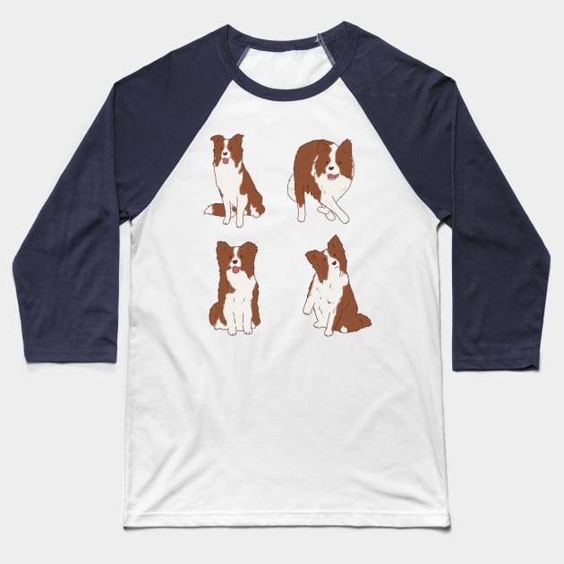 Brown border collie pack Baseball T-Shirt by Mayarart